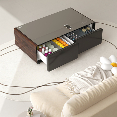 Mesa de café inteligente con cajón refrigerado incorporado y tecnología de compresor de reproductor de música de Primst