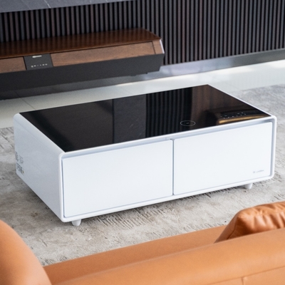 Mesa de café de luz LED inteligente para mini refrigerador y congelador en muebles de lujo para el hogar