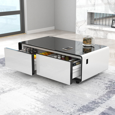 Muebles modernos para el salón Mesa de café inteligente con función de enfriamiento y cajones de la nevera