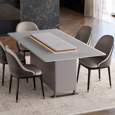 Mesa de comedor con cristal de piedra de mármol y hielo refrigerado ajustable
