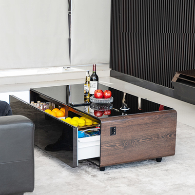 Hotel Multifunccional de carga inalámbrica doble USB Smart Mesa de café con puerta de cajón