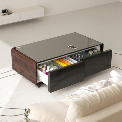 Refrigerador de hotel Mesa de café 135L con doble puerto de carga USB y reproductor de música incorporado