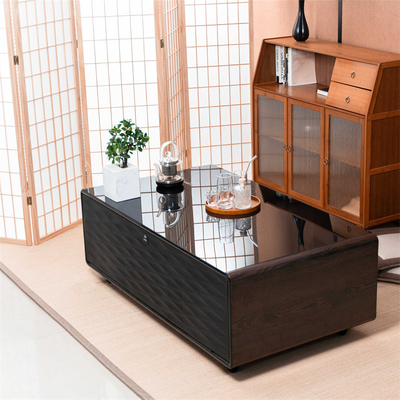 Refrigerador de hotel Mesa de café 135L con doble puerto de carga USB y reproductor de música incorporado