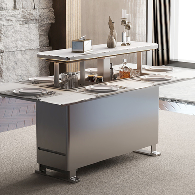 Consola superior de mármol moderno Base de acero inoxidable Mesa de comedor para muebles de comedor