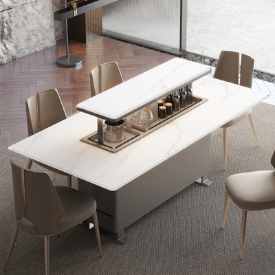 Consola superior de mármol moderno Base de acero inoxidable Mesa de comedor para muebles de comedor