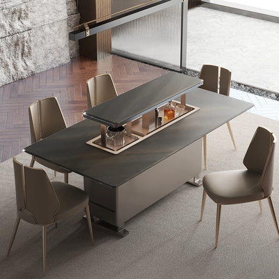 Consola superior de mármol moderno Base de acero inoxidable Mesa de comedor para muebles de comedor