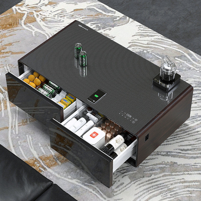 Molde privado Sí Reproductor de música eléctrico Mesa de café con carga inalámbrica y nevera