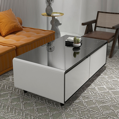 1295*705*460 mm Mesa eléctrica de madera con tapa de vidrio templado y 2 puertos de carga USB