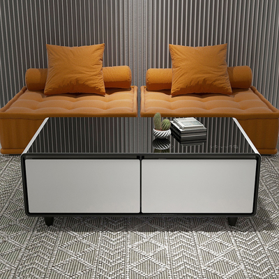 1295*705*460 mm Mesa eléctrica de madera con tapa de vidrio templado y 2 puertos de carga USB