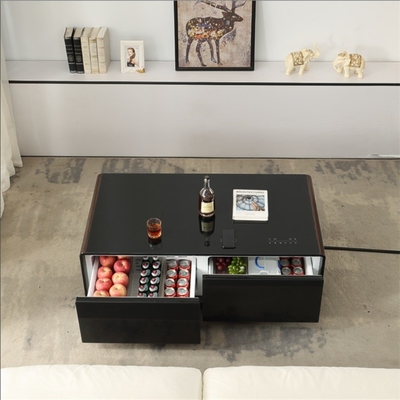 1295*705*460MM Mesa de café inteligente con refrigerador de doble cajón y carga inalámbrica