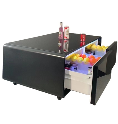 Tabla de café de vidrio templado moderno con cajones de la nevera para el salón Muebles de casa