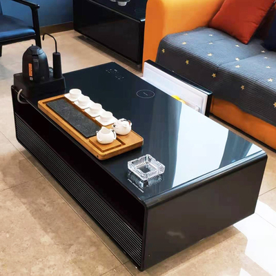 Tabla de café de vidrio templado moderno con cajones de la nevera para el salón Muebles de casa