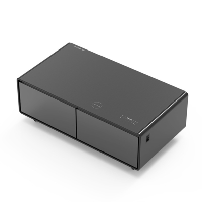 Mesa de café inteligente con cajones de refrigerador de 135L con carga inalámbrica y tipo de metal de acero inoxidable