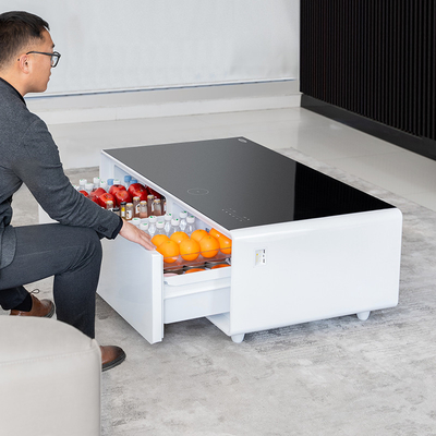 Muebles modernos de lujo Refrigerador inteligente Mesa de café con reproductor de música Bluetooth