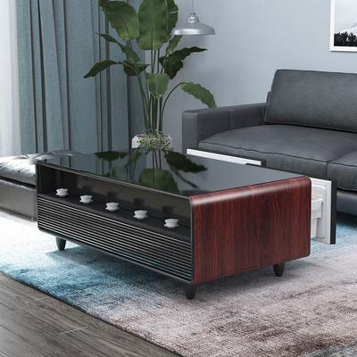 Mesa de café de carga inalámbrica para espacios de vida pequeños en blanco / dorado / grano de madera
