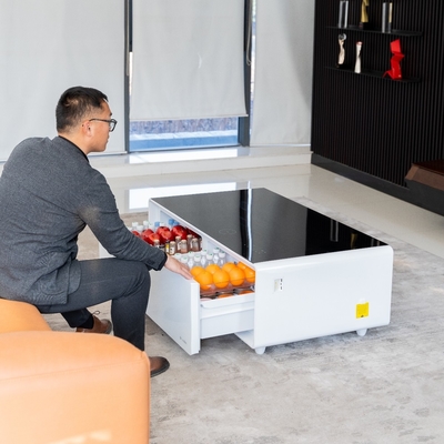 Inicio Muebles Generales Mesa de café inteligente con cajón congelado y carga inalámbrica
