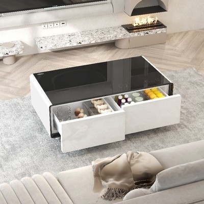 Mini mesa de refrigeración multifuncional con pantalla táctil interactiva y marco de metal