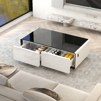 Mini mesa de refrigeración multifuncional con pantalla táctil interactiva y marco de metal