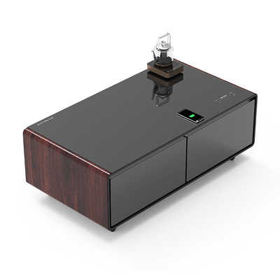 Reproductor de música Muebles de sala de estar Mesa de café ajustable con cargador inalámbrico Mini refrigerador