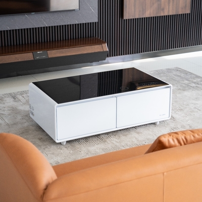 Cargador inalámbrico Altavoz Mesa para sala de estar Pequeño refrigerador Material de vidrio de hierro