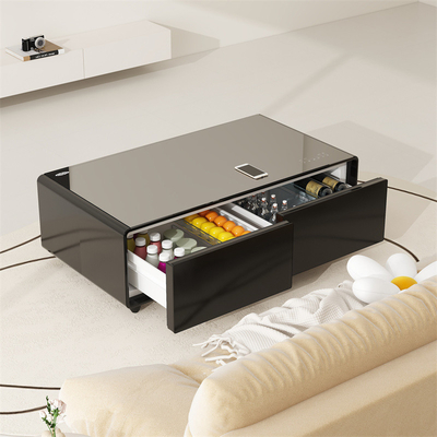 Muebles de salón ajustables a temperatura Mesa de café inteligente con carga inalámbrica
