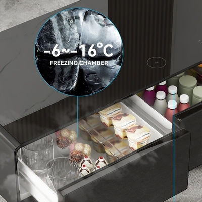 Mesa de café de luz LED inteligente para mini refrigerador y congelador en muebles de lujo para el hogar
