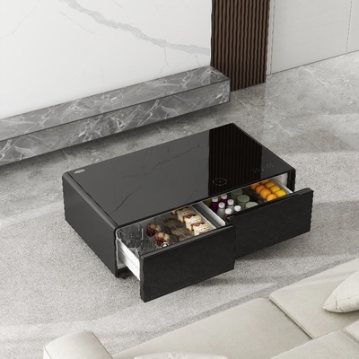 Mesa de café de luz LED inteligente para mini refrigerador y congelador en muebles de lujo para el hogar