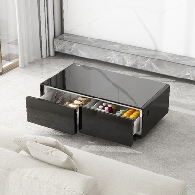 Mesa de café de luz LED inteligente para mini refrigerador y congelador en muebles de lujo para el hogar