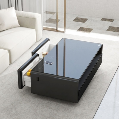 Mesa de café de luz LED inteligente para mini refrigerador y congelador en muebles de lujo para el hogar
