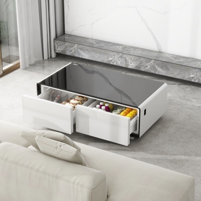 Mesa de café de luz LED inteligente para mini refrigerador y congelador en muebles de lujo para el hogar