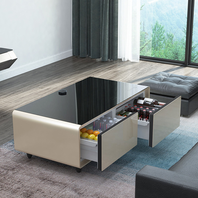 Transforma tu hogar con la mesa de café inteligente 2 cajones refrigerados Carga inalámbrica