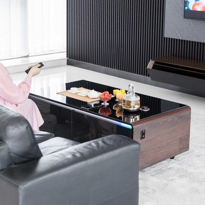 Mesa de café de carga inalámbrica de diseño moderno con luz RGB y reproductor de música
