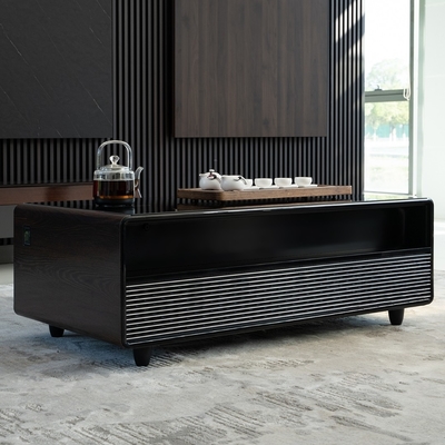 Mesa de café de carga inalámbrica de diseño moderno con luz RGB y reproductor de música