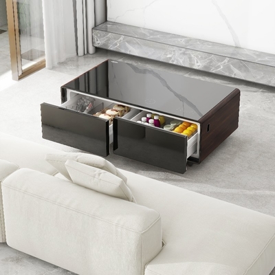 Mesa de la sala de estar inteligente Mesa de café de lujo con reproductor de música y nevera NO Plegable