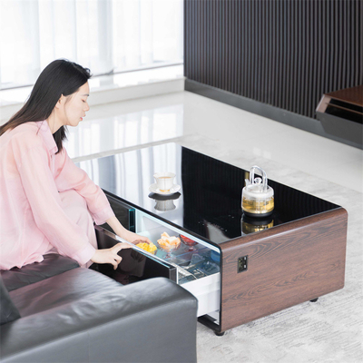 Mesa de café inteligente multifuncional con reproductor de música y refrigerador Molde privado