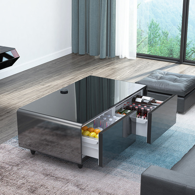 Elegantes mesas de café 2024 Prima nevera para casa con carga inalámbrica y pantalla táctil
