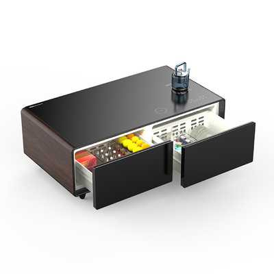 Muebles de sala de estar 2024 Refrigerador de mesa de hervir de grano de madera con carga inalámbrica