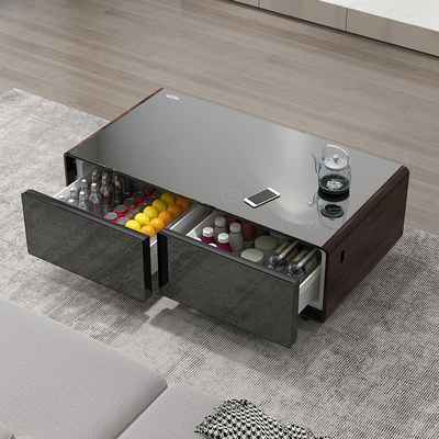 Mesa de té inteligente con control electrónico de temperatura y carga inalámbrica