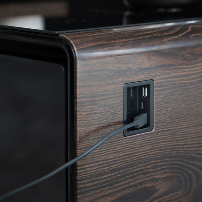 Mesa de té inteligente con control electrónico de temperatura y carga inalámbrica
