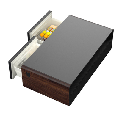 Carga inalámbrica Mesa de vidrio templado con cajones de doble refrigerador Luz LED 220V 60W