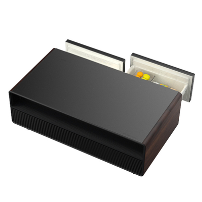 Carga inalámbrica Mesa de vidrio templado con cajones de doble refrigerador Luz LED 220V 60W