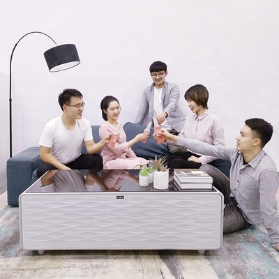 Muebles para el hogar Refrigerador de café inteligente Mesa con copa de vidrio templado y enfriador de bebidas de cerveza