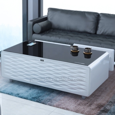 Muebles para el hogar Refrigerador de café inteligente Mesa con copa de vidrio templado y enfriador de bebidas de cerveza