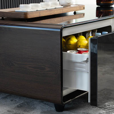 Tabla de doble puerta inteligente personalizada Mini Bar Cestuario de nevera con mesa de café multifuncional
