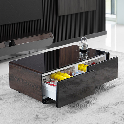 Tabla de doble puerta inteligente personalizada Mini Bar Cestuario de nevera con mesa de café multifuncional