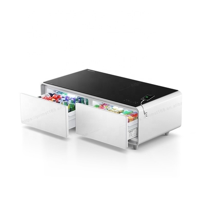 Muebles de vida moderna Voltado 110-240V Mesa de café con cajón de refrigeración y luz LED