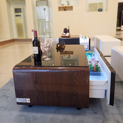 Muebles de vida moderna Voltado 110-240V Mesa de café con cajón de refrigeración y luz LED