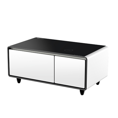 Mesa de café inteligente con refrigerador de cajón 93L Carga inalámbrica y puerto de carga USB