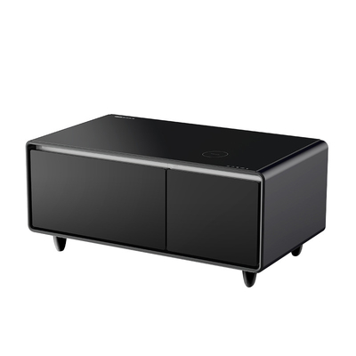 Mesa de café inteligente con refrigerador de cajón 93L Carga inalámbrica y puerto de carga USB