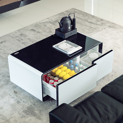 Estilo de diseño moderno muebles inteligentes refrigerador de vino con mesa de café multifuncional